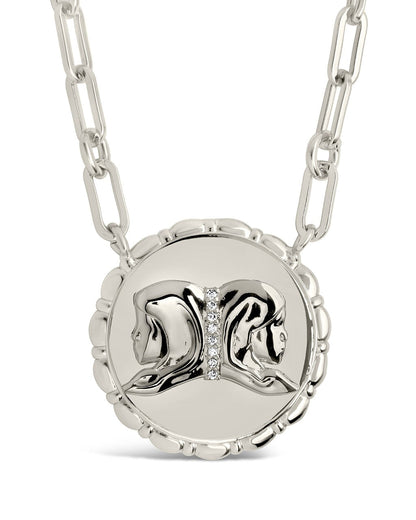 Bold CZ Zodiac Link Pendant Necklace