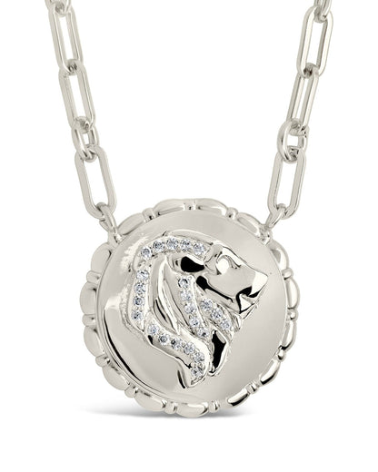 Bold CZ Zodiac Link Pendant Necklace