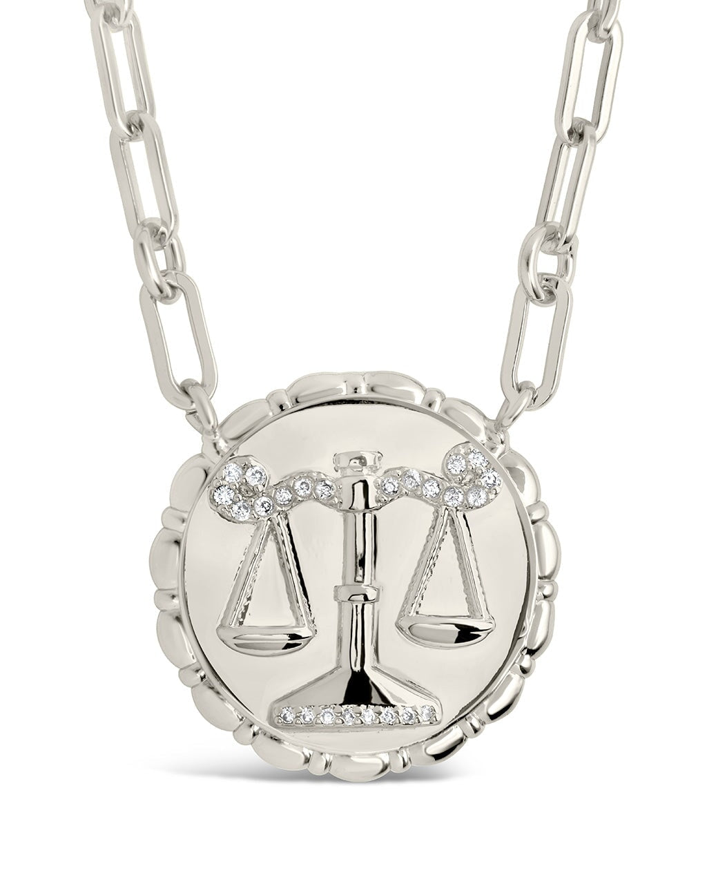 Bold CZ Zodiac Link Pendant Necklace