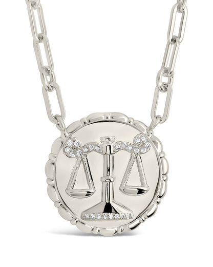 Bold CZ Zodiac Link Pendant Necklace