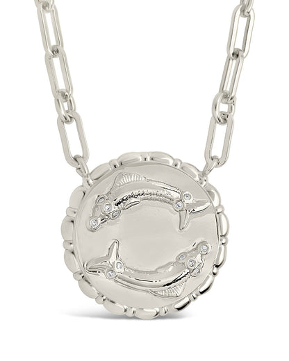 Bold CZ Zodiac Link Pendant Necklace