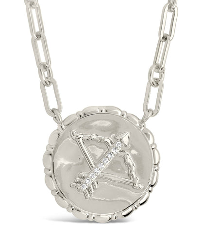 Bold CZ Zodiac Link Pendant Necklace