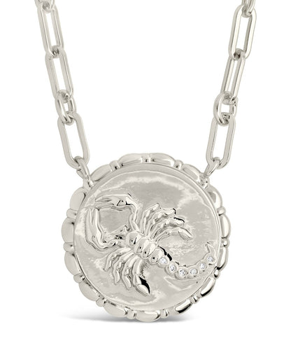 Bold CZ Zodiac Link Pendant Necklace