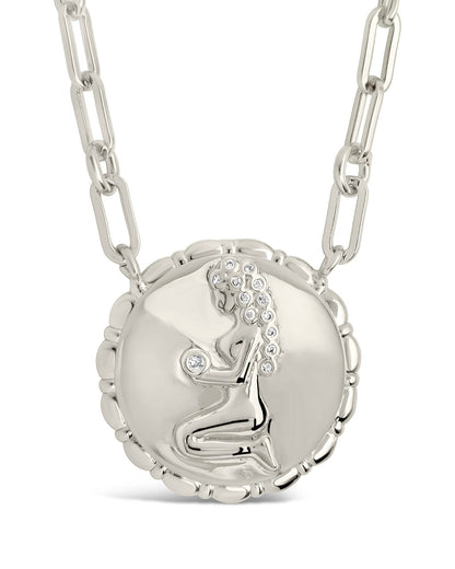Bold CZ Zodiac Link Pendant Necklace