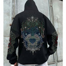 Nordic Gods Pullover Hoodie – Yggdrasil World Tree Back Design, Warm Fleece Sweater, Viking Mythology Apparel for Men