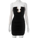 Summer Women Sexy Adult Lady like Woman Slim Metal Decorative Trendy Tube Top Hip