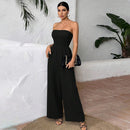 Women Clothing Adult Lady like Woman Intellectual Tube Top Jumpsuit Summer Loose Wide Leg One Piece Trousers