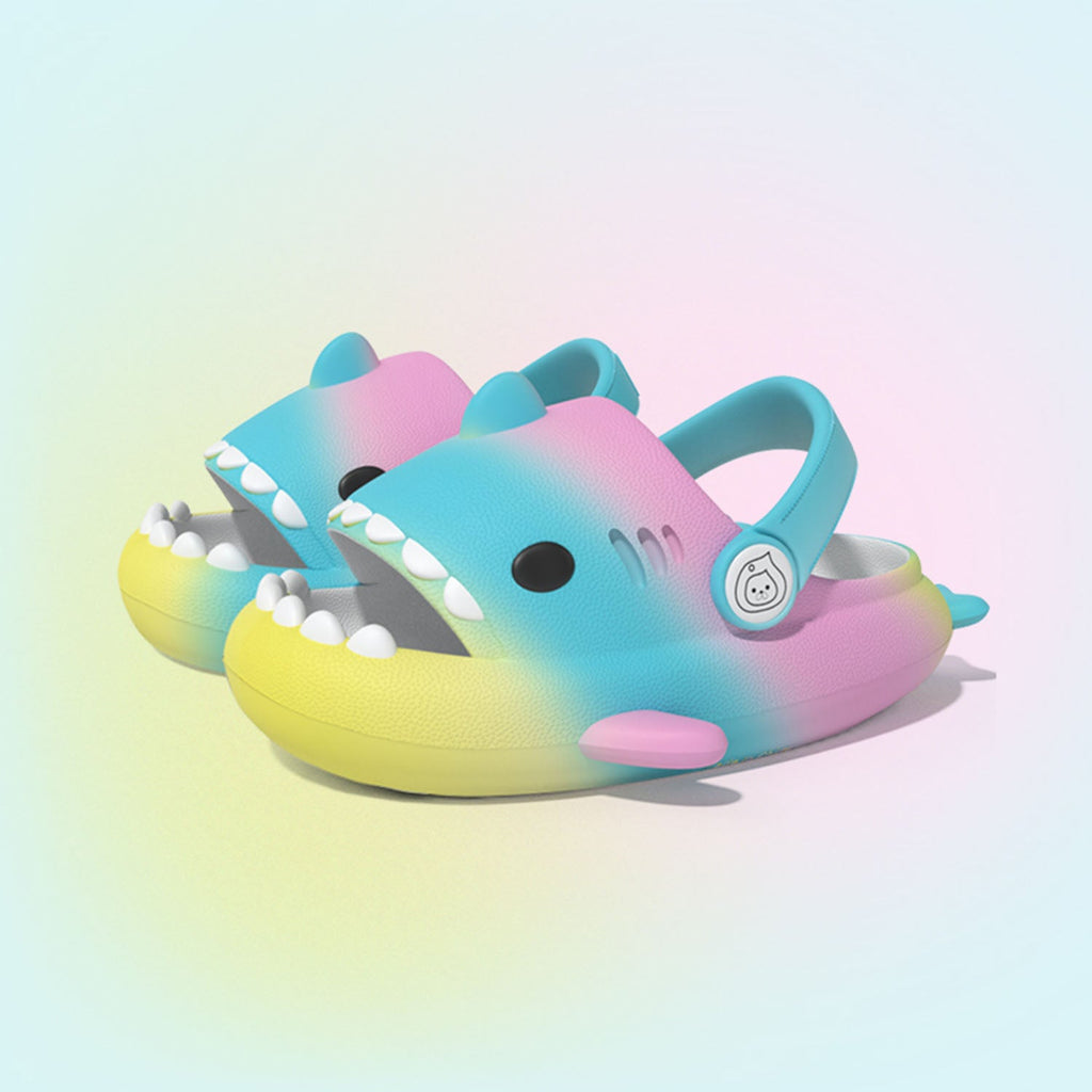 Original Three Color Gradient Shark Slippers  with Shoelaces (Kids) | ZAKAPOP
