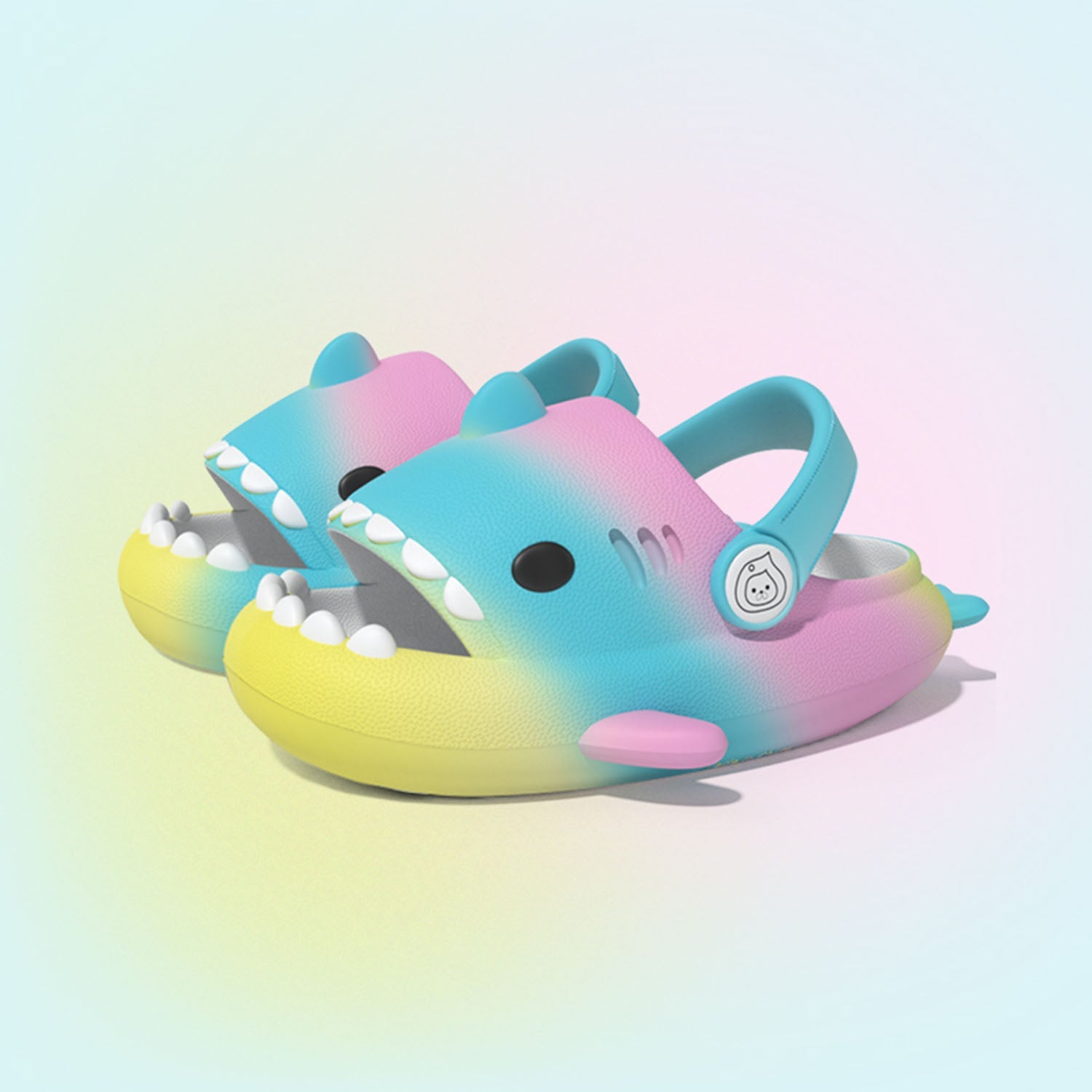 Original Three Color Gradient Shark Slippers  with Shoelaces (Kids) | ZAKAPOP