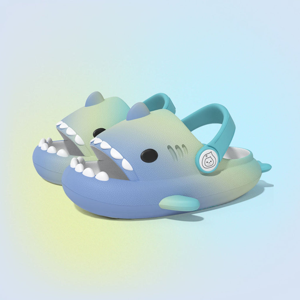 Original Three Color Gradient Shark Slippers  with Shoelaces (Kids) | ZAKAPOP