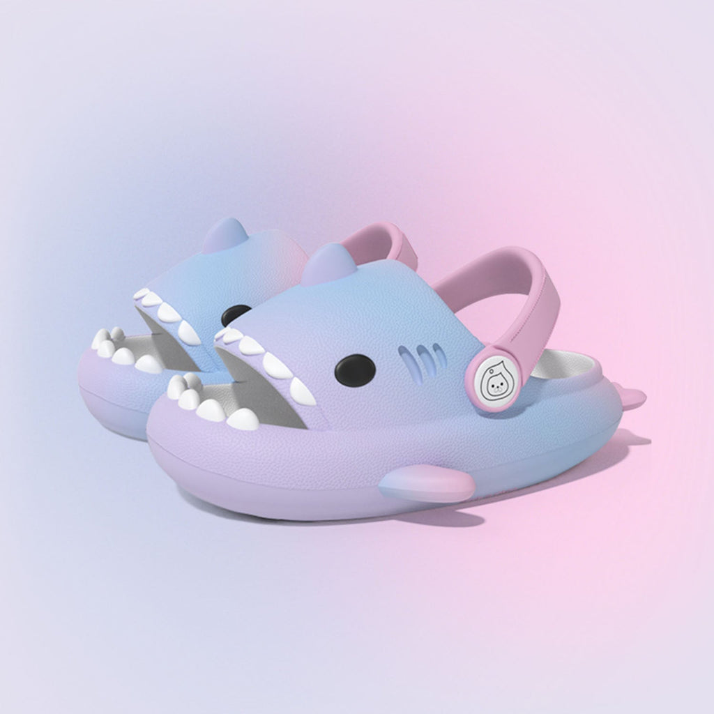 Original Three Color Gradient Shark Slippers  with Shoelaces (Kids) | ZAKAPOP