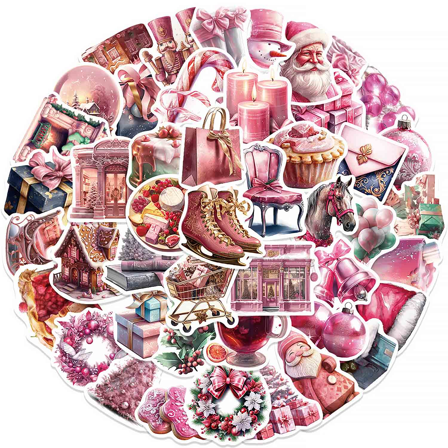 Pink Christmas Decor Sticker DIY Phone Case | ZAKAPOP