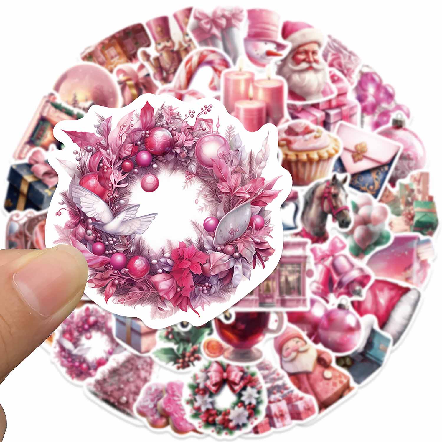 Pink Christmas Decor Sticker DIY Phone Case | ZAKAPOP