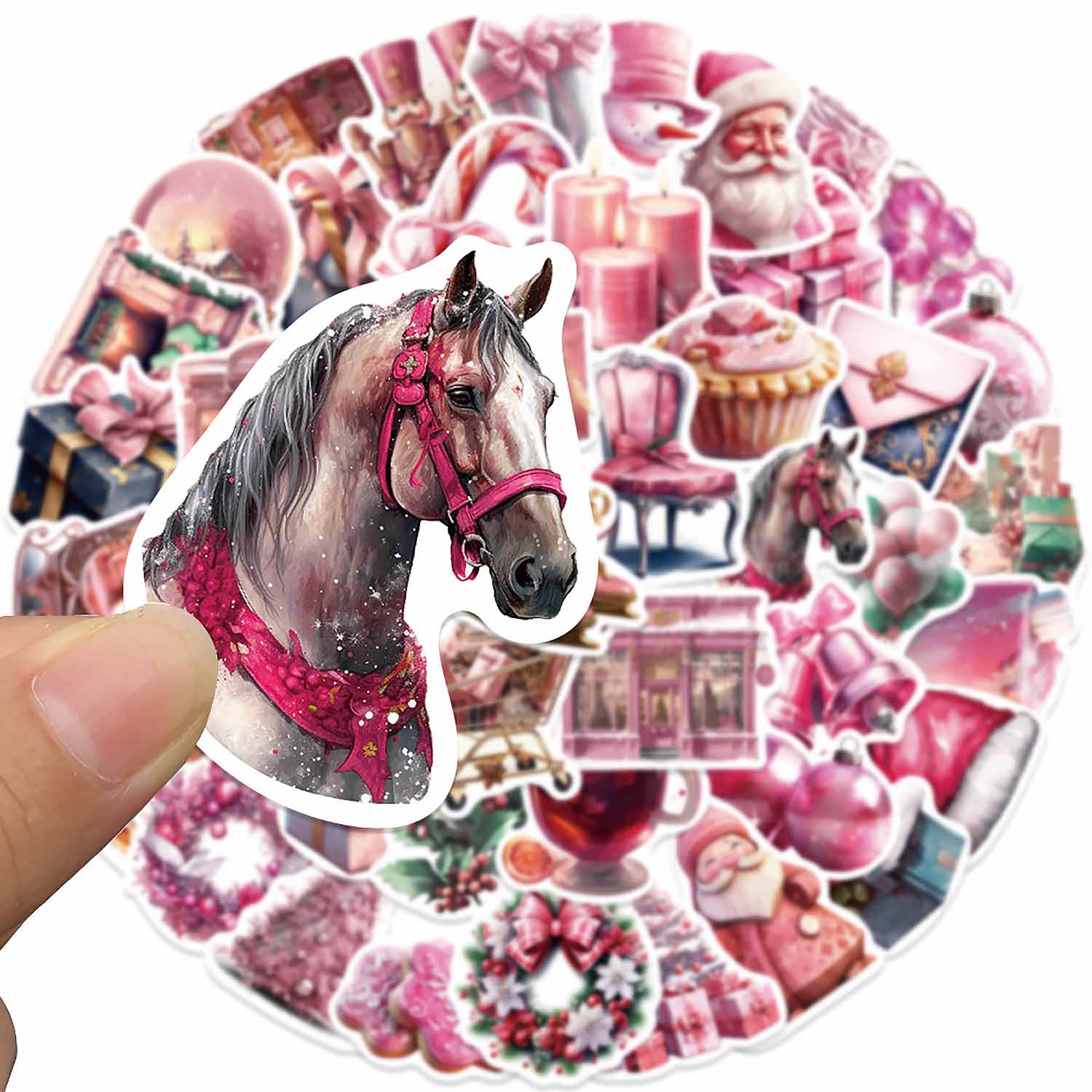 Pink Christmas Decor Sticker DIY Phone Case | ZAKAPOP