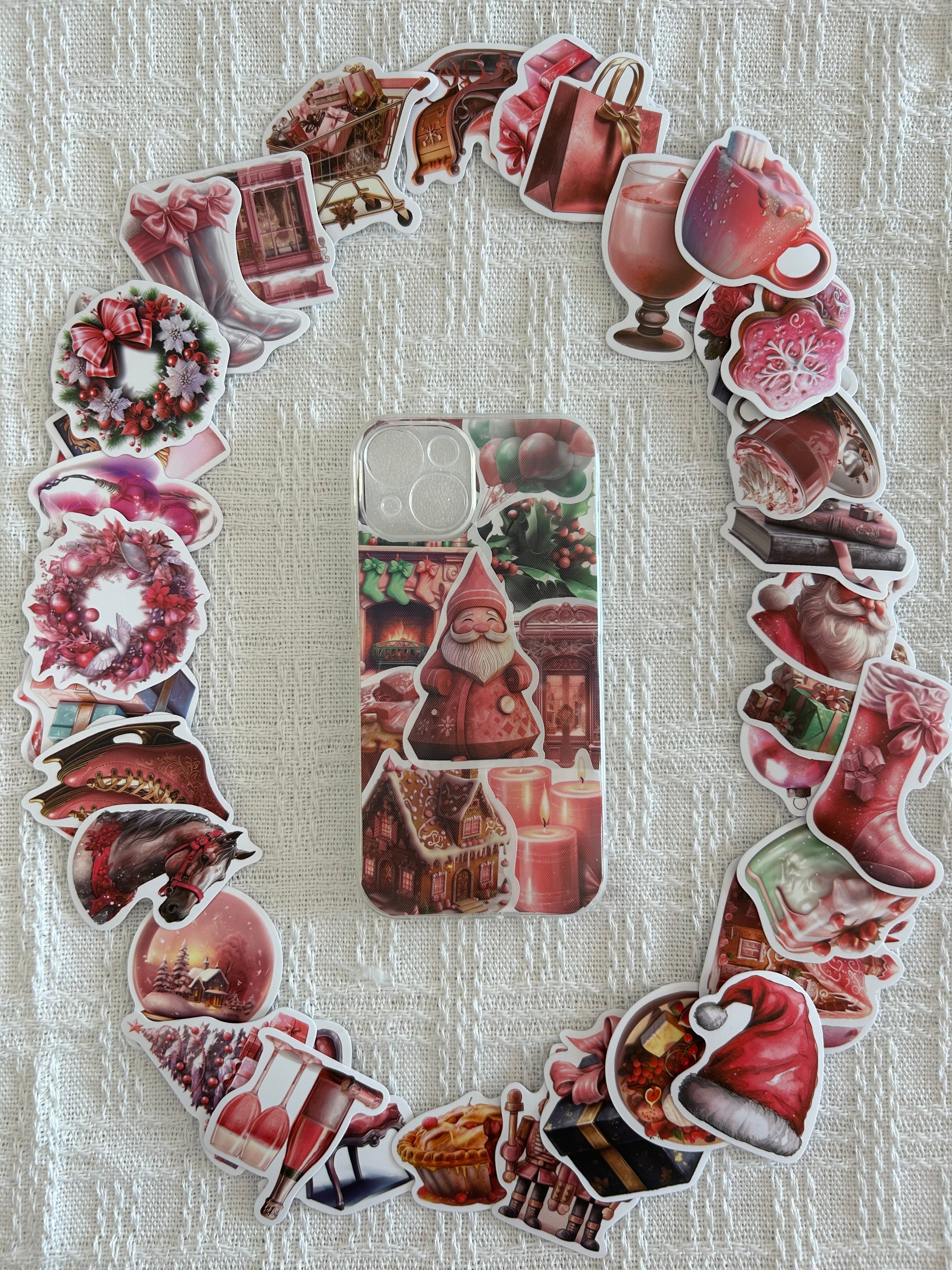Pink Christmas Decor Sticker DIY Phone Case | ZAKAPOP