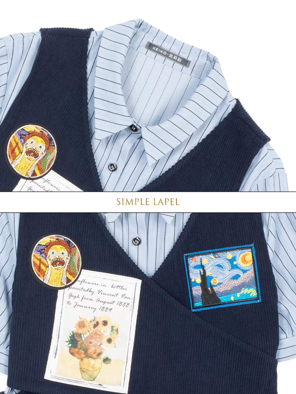 Preppy Corduroy Tie Vest Layered Shirt Dress | ZAKAPOP