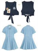Preppy Lightweight Denim Summer Two-Piece Dress Set | ZAKAPOP