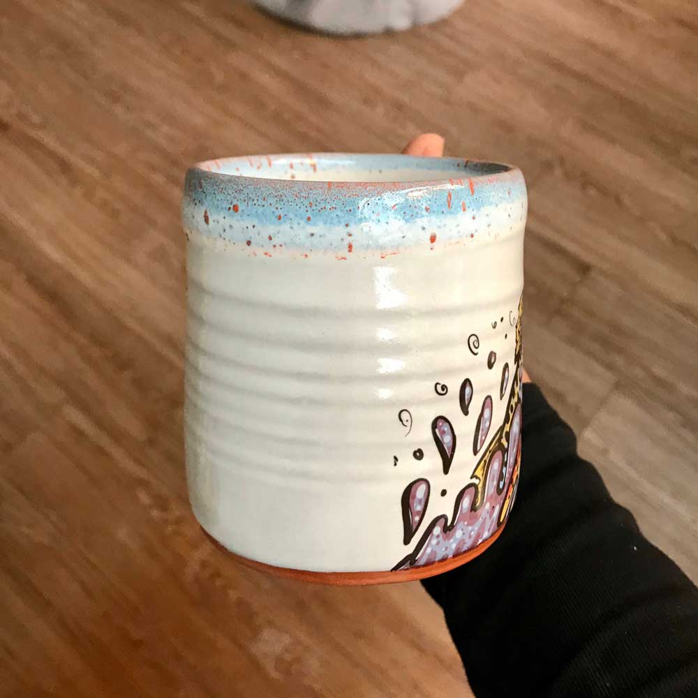 Blue and Orange Lip Drip Rainbow Trout Mug | ZAKAPOP
