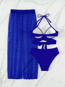 Sensual  Three Pieces Bikini with Mesh Skirt Three Pieces Swimsuit | ZAKAPOP
