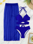 Sensual  Three Pieces Bikini with Mesh Skirt Three Pieces Swimsuit | ZAKAPOP