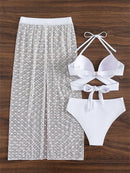Sensual  Three Pieces Bikini with Mesh Skirt Three Pieces Swimsuit | ZAKAPOP