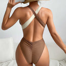 Sexy Cut Out One Piece Woman Colorblock Swimwear | ZAKAPOP