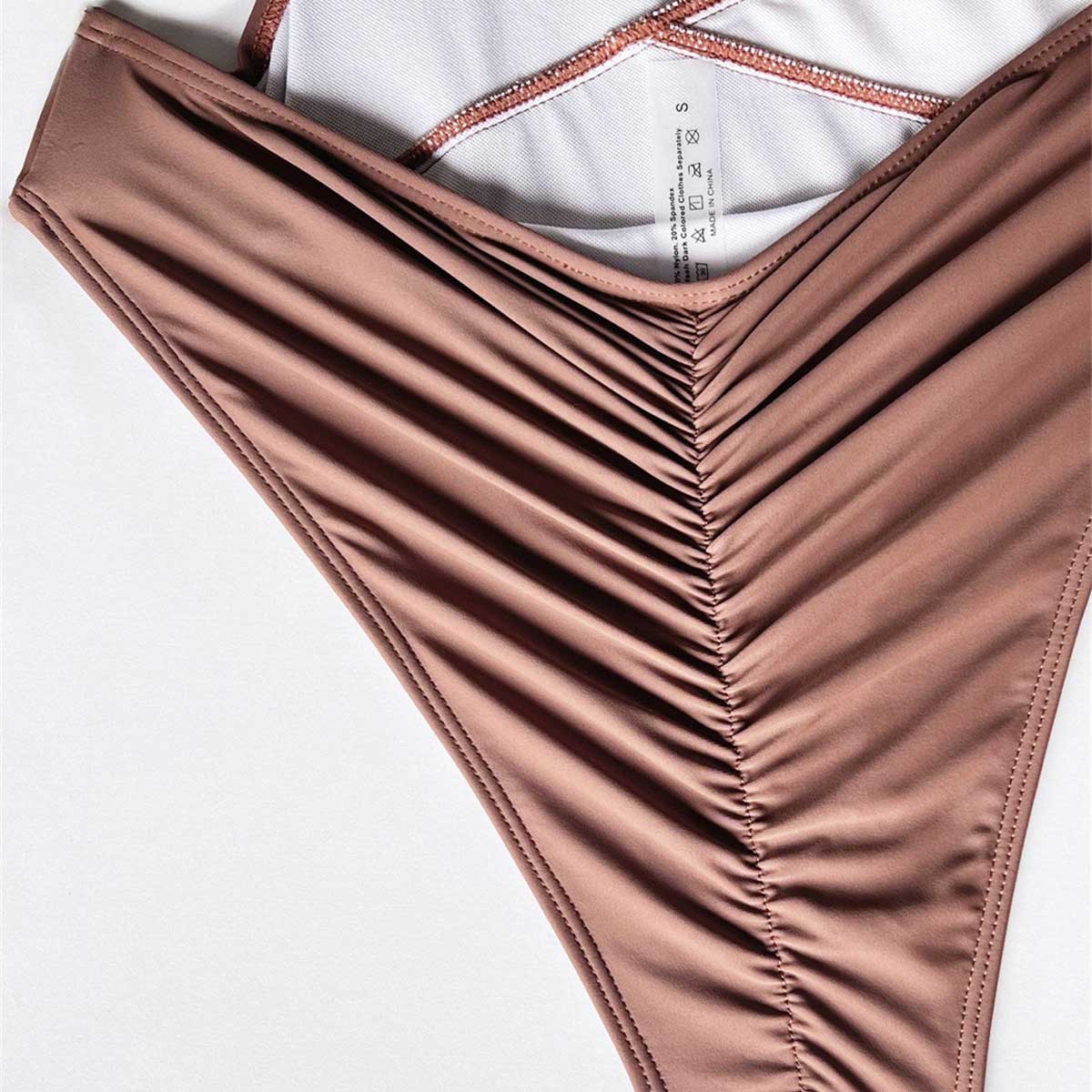 Sexy Cut Out One Piece Woman Colorblock Swimwear | ZAKAPOP