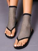 Sexy Mesh Diamond Lace Flat Sandals | ZAKAPOP