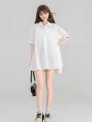 Sheer Black Short-Sleeve Shirt with Intricate Butterfly Embroidery | ZAKAPOP