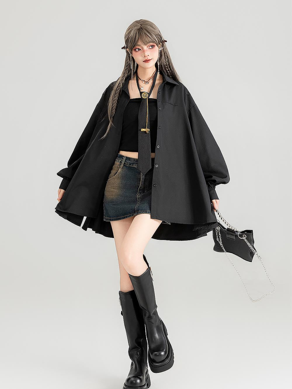 Sheer Black Short-Sleeve Shirt with Intricate Butterfly Embroidery | ZAKAPOP