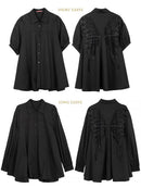 Sheer Black Short-Sleeve Shirt with Intricate Butterfly Embroidery | ZAKAPOP