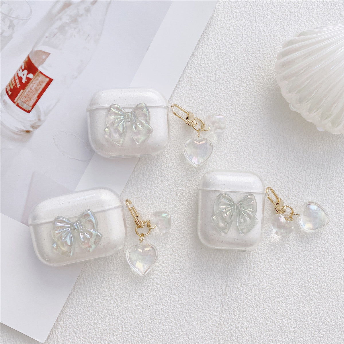 Shimmering Powder Bow Airpods Case | ZAKAPOP
