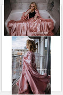 Luxury Satin Feather Bridal Robe | Victorian Style Wedding & Photoshoot Robe