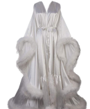 Luxury Satin Feather Bridal Robe | Victorian Style Wedding & Photoshoot Robe