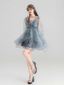 Smoky Blue Floral Princess Dress | ZAKAPOP