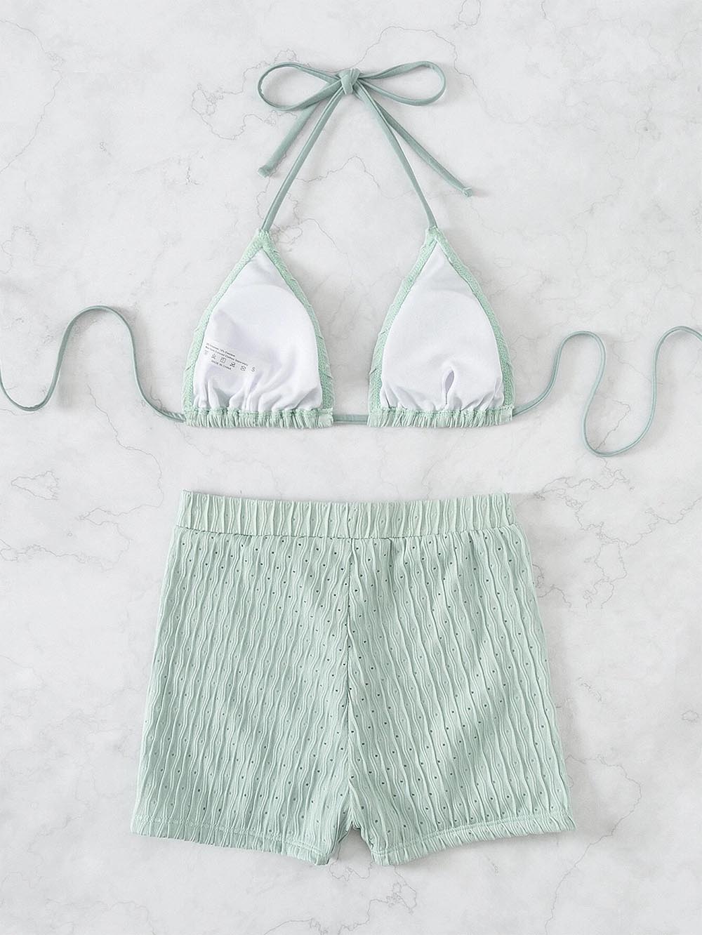 Solid Color Halter Triangle Bikini Swim Suit | ZAKAPOP