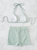 Solid Color Halter Triangle Bikini Swim Suit | ZAKAPOP