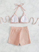 Solid Color Halter Triangle Bikini Swim Suit | ZAKAPOP