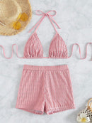 Solid Color Halter Triangle Bikini Swim Suit | ZAKAPOP