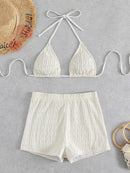 Solid Color Halter Triangle Bikini Swim Suit | ZAKAPOP