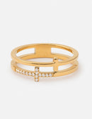 Stacked Cross Gem Ring