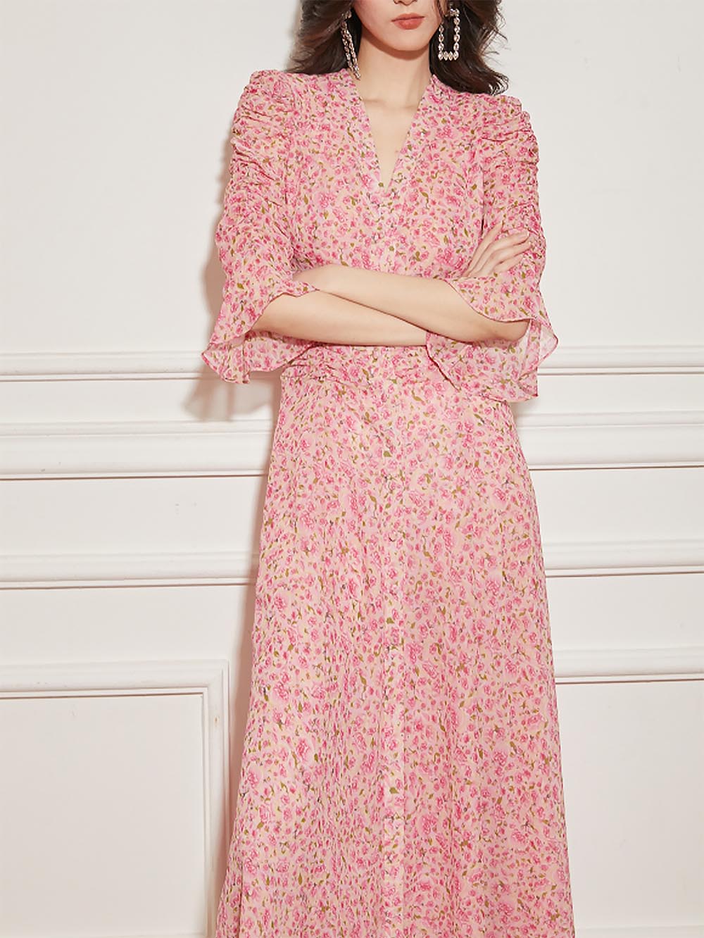 Stylish Floral Slim-Fit Dress | ZAKAPOP