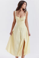 Summer French-Inspired Soft Solid Color High Slit Cami Dress | ZAKAPOP