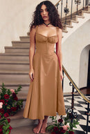 Summer French-Inspired Soft Solid Color High Slit Cami Dress | ZAKAPOP