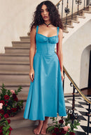 Summer French-Inspired Soft Solid Color High Slit Cami Dress | ZAKAPOP