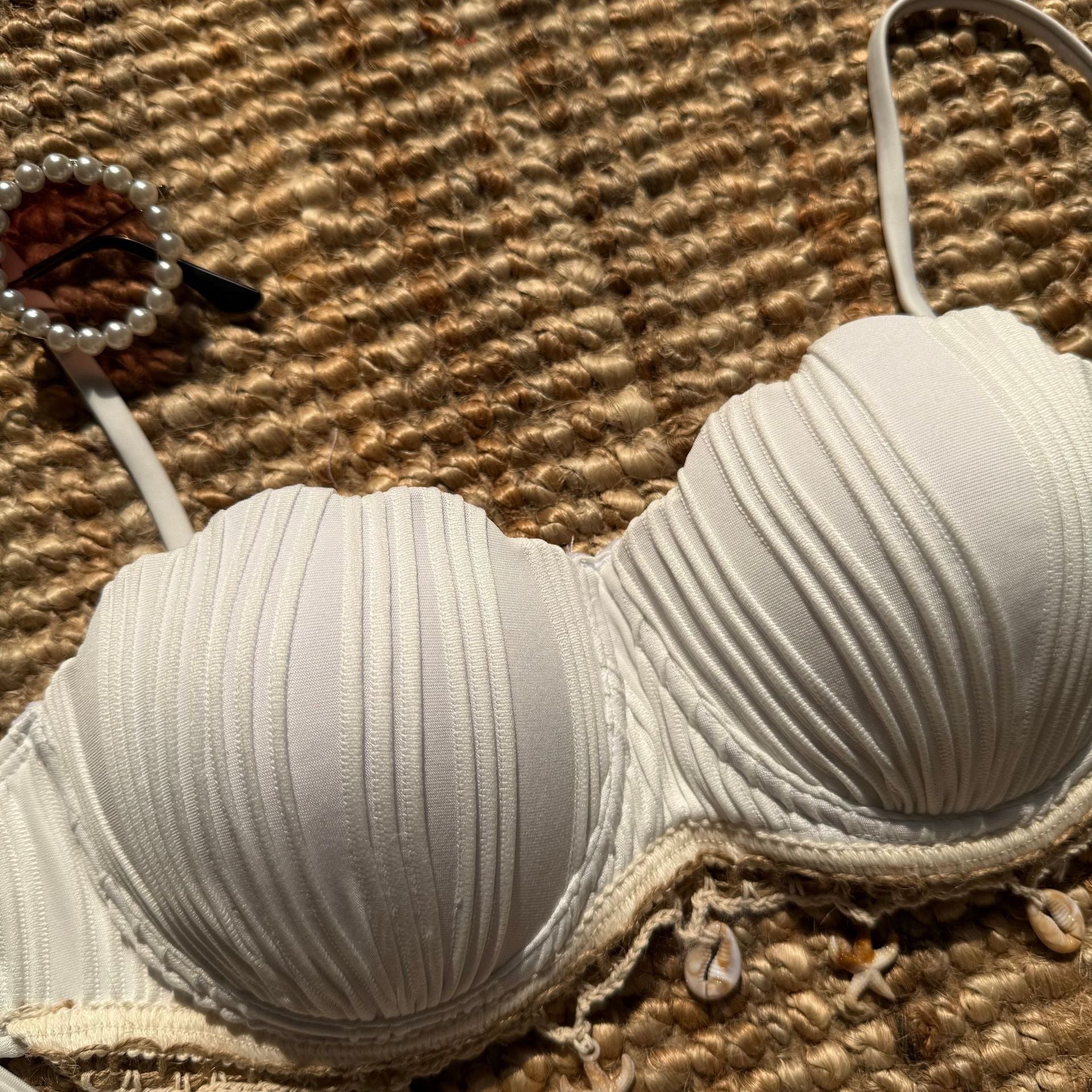 Summer Elegant Ladies Solid Textured Fabric Bikini Set | ZAKAPOP