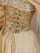 Sunflower Embroidered Lace Herringbone Corset | ZAKAPOP