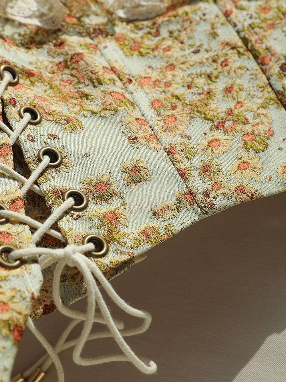 Sunflower Embroidered Lace Herringbone Corset | ZAKAPOP
