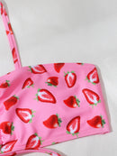 Three-Piece Strawberry Pattern Gauze Bikini | ZAKAPOP