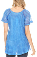 Sakkas Marzia Women's Loose Fit Short Sleeve Casual Tie Dye Batik Blouse Top Tunic